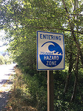 photo of sign that reads entering tsunmai hazard zone