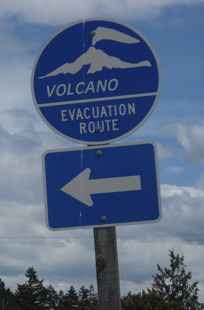 image of sign showing volcano evacuation route